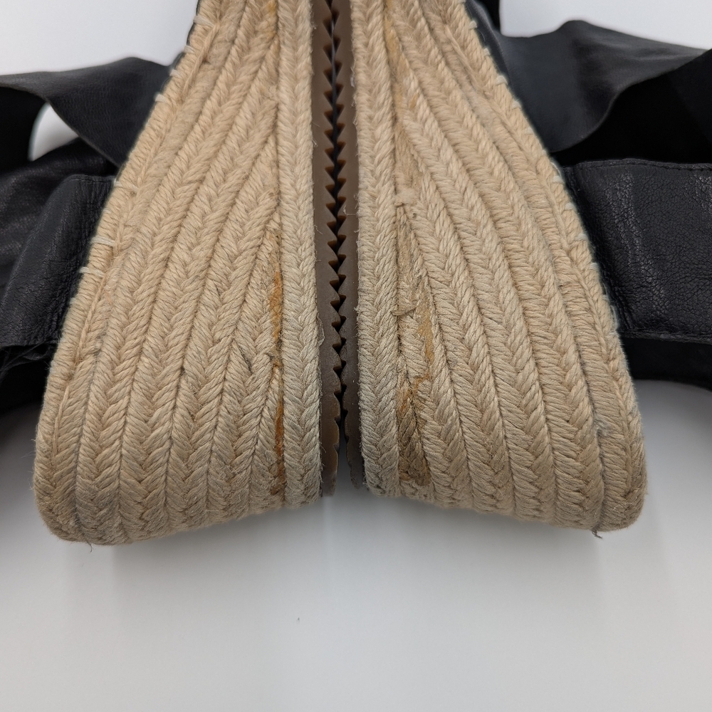 Eileen Fisher Willow Black Tumbled Leather Crisscross Espadrille Wedge 9.5 - Picture 9 of 10